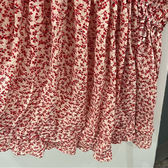 Free People Mini Dress White Red Ditsy Floral Tunic Cottagecore size S - Picture 8 of 9